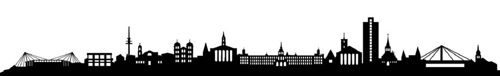 Sykline Karlsruhe mit Schloss, Pyramide und Wildparkstadion